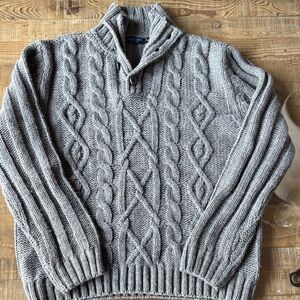 Lorenzo Magni Gray Cable Knit Men's Sweater